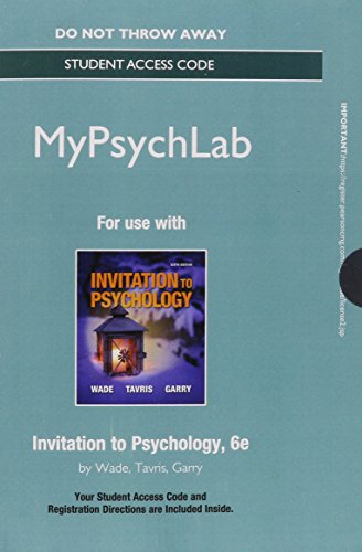 Stock image for NEW MyLab Psychology without Pearson eText -- Standalone Access Card -- for Invitation to Psychology (6th Edition) for sale by Iridium_Books