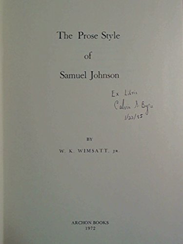 Stock image for The Prose Style of Samuel Johnson for sale by Better World Books