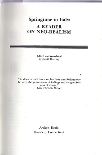 Imagen de archivo de Springtime in Italy: A Reader on Neo-Realism (English and Italian Edition) a la venta por Books From California