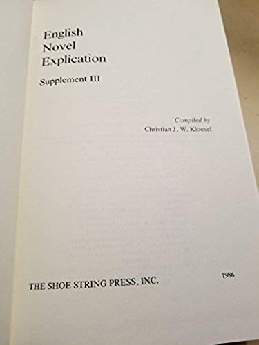 Stock image for English Novel Explication: Suppt. 3 (English Novel Explication Supplement) for sale by Hay-on-Wye Booksellers