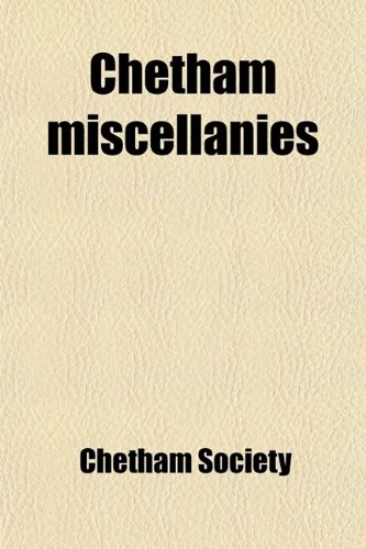 Chetham miscellanies (9780217192552) by Society, Chetham