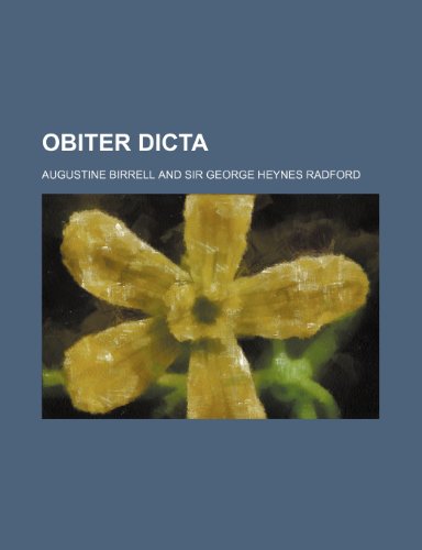 Obiter dicta (9780217520652) by Birrell, Augustine