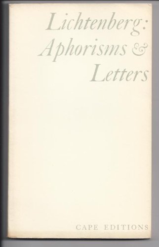 9780224612869: Lichtenberg: Aphorisms & Letters - Cape Editions 8