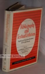 Stock image for Bibliography and Textual Criticism: English and American Literature, 1700 to the Present (Patterns of Literary Critical) for sale by Dunaway Books