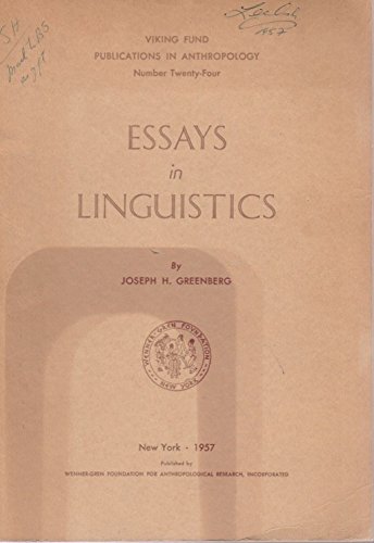 Essays in Linguistics (9780226306148) by Joseph H. Greenberg