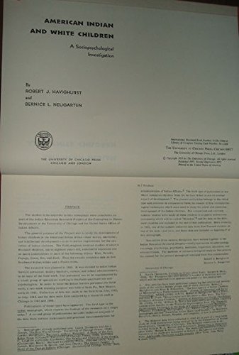 Beispielbild fr American Indian and White Children: A Sociopsychological Investigation (Double-Page Reprint Series) zum Verkauf von Zubal-Books, Since 1961