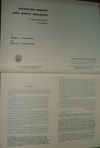 Stock image for American Indian and White Children: A Sociopsychological Investigation (Double-Page Reprint Series) for sale by Zubal-Books, Since 1961