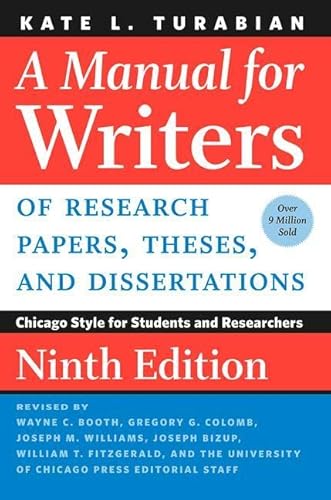 Imagen de archivo de A Manual for Writers of Research Papers, Theses, and Dissertations a la venta por Blackwell's