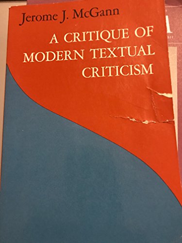 Beispielbild fr A Critique of Modern Textual Criticism zum Verkauf von Better World Books