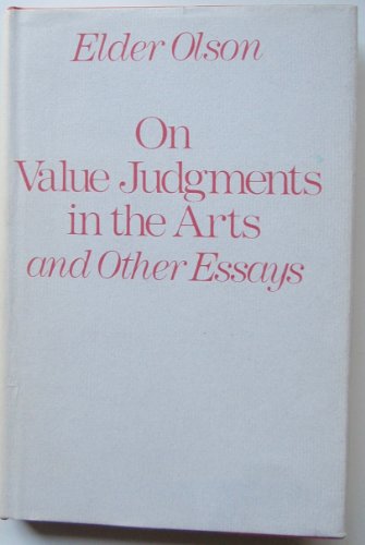 Beispielbild fr On Value Judgments in the Arts, and Other Essays zum Verkauf von Books From California