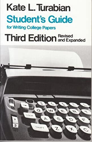 Beispielbild fr Student's Guide For Writing College Papers zum Verkauf von Foxtrot Books