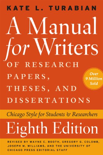 Beispielbild fr A Manual for Writers of Research Papers, Theses, and Dissertations, Eighth Edition : Chicago Style for Students and Researchers zum Verkauf von Better World Books