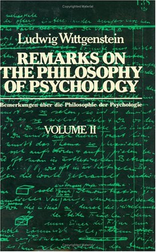 Imagen de archivo de Remarks on the Philosophy of Psychology Volume II a la venta por Pistil Books Online, IOBA