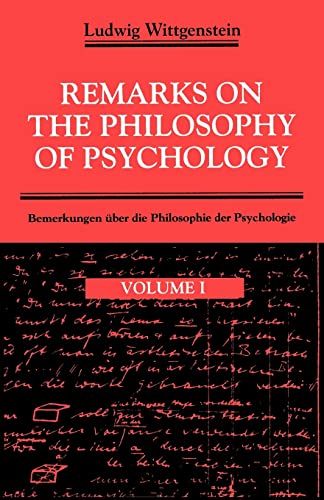 Imagen de archivo de Remarks on the Philosophy of Psychology, Volume 1 a la venta por Riverby Books (DC Inventory)