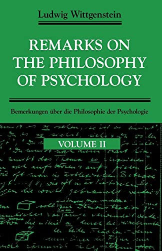 Imagen de archivo de Remarks on the Philosophy of Psychology, Vol. II (English and German Edition) a la venta por Tin Can Mailman, Arcata