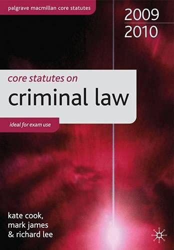 Beispielbild fr Core Statutes on Criminal Law 2009-10 (Palgrave Macmillan Core Statutes) zum Verkauf von medimops