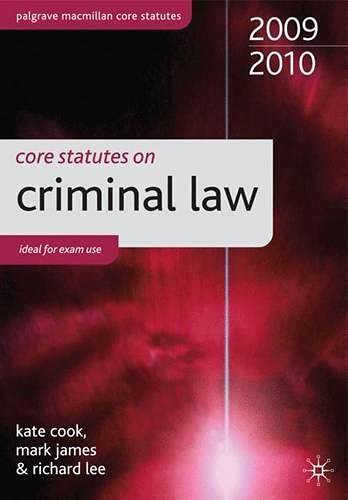Imagen de archivo de Core Statutes on Criminal Law 2009-10 (Palgrave Macmillan Core Statutes) a la venta por Orbiting Books