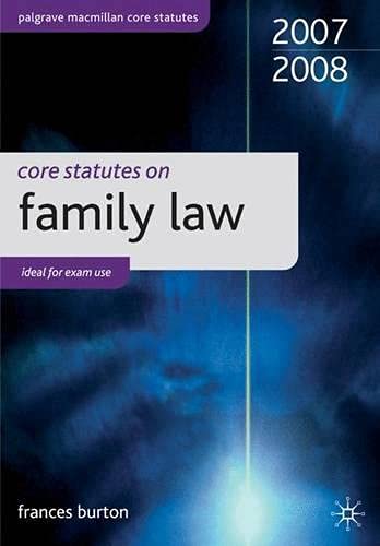 Beispielbild fr Core Statutes on Family Law (Palgrave Macmillan Core Statutes) (Palgrave Core Statutes) zum Verkauf von WorldofBooks