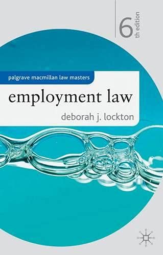 Stock image for Employment Law (Palgrave Macmillan Law Masters) for sale by AwesomeBooks