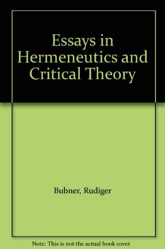 Beispielbild fr Essays in Hermeneutics and Critical Theory (English and German Edition) zum Verkauf von Wonder Book