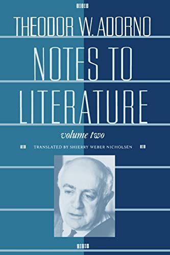 Notes to Literature, Volume 2 (9780231069137) by Adorno, Theodor W.