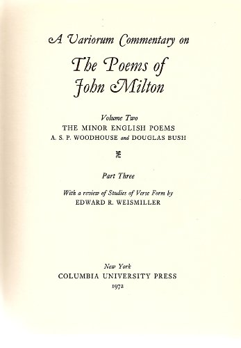 Imagen de archivo de The Minor English Poems (A Variorum Commentary On the Poems of John Milton, Volume 2 [Part 3]) a la venta por Books From California