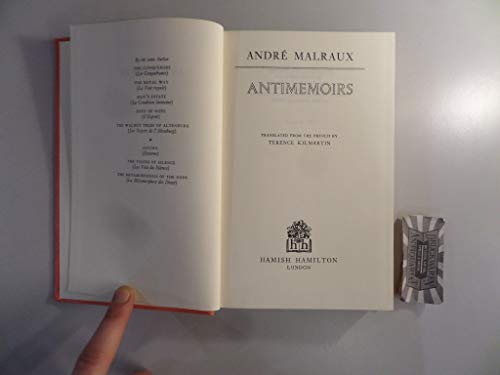 Antimemoirs by Malraux, Andre; Kilmartin, Terence