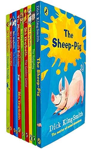Stock image for Dick King-Smith 10 Books Collection Set (Sheep-Pig, Hodgeheg, Invisible Dog, Golden Goose, Smasher, Mouse Family Robinson, Jenius, Swoose, Harry's Mad & Dinosaur Trouble) for sale by Books Unplugged