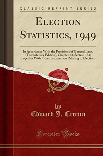 Imagen de archivo de Election Statistics, 1949 a la venta por PBShop.store US