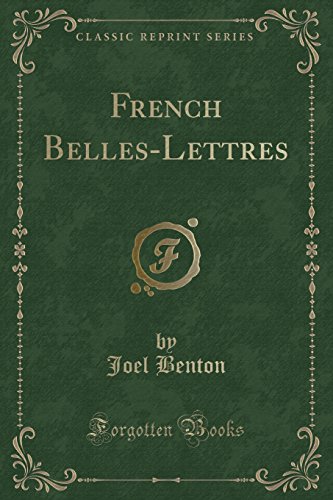 Stock image for French BellesLettres Classic Reprint for sale by PBShop.store US