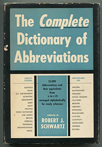 Beispielbild fr The complete dictionary of abbreviations zum Verkauf von Better World Books