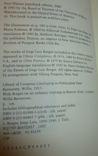 Beispielbild fr With Borges on an Ordinary Evening in Buenos Aires: A MEMOIR zum Verkauf von Housing Works Online Bookstore