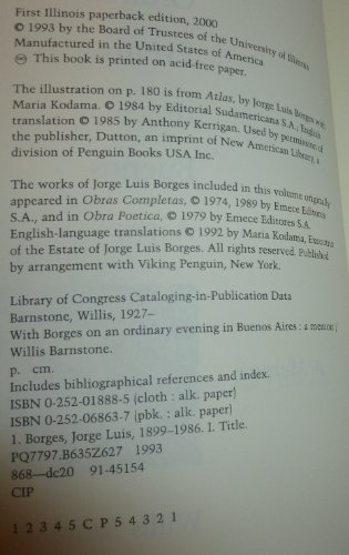 Imagen de archivo de With Borges on an Ordinary Evening in Buenos Aires: A MEMOIR a la venta por Housing Works Online Bookstore