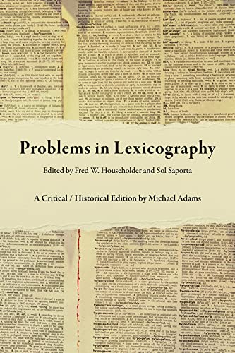 Beispielbild fr Problems in Lexicography : A Critical / Historical Edition zum Verkauf von Buchpark