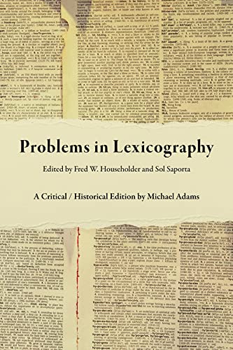 9780253063281: Problems in Lexicography: A Critical / Historical Edition (Well House Books)