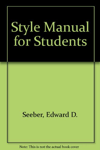 Imagen de archivo de Style Manual for Students a la venta por Kennys Bookstore