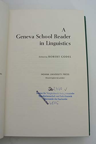 Beispielbild fr Geneva School Reader in Linguistics zum Verkauf von Better World Books