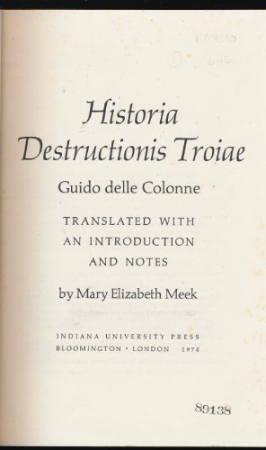 9780253327406: Historia Destructionis Troiae