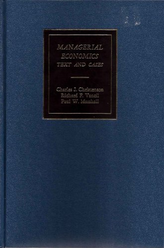 Beispielbild fr Managerial economics; text and cases zum Verkauf von Wonder Book
