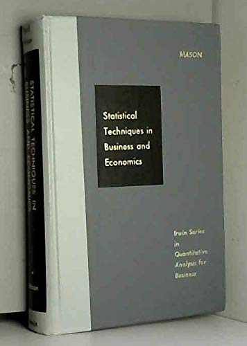 Imagen de archivo de Statistical techniques in business and economics (Irwin series in quantitative analysis for business) a la venta por Red's Corner LLC