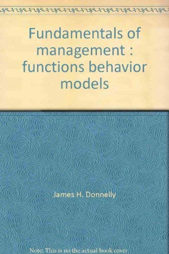 Stock image for Fundamentals of management: Functions, behavior, models for sale by Hawking Books