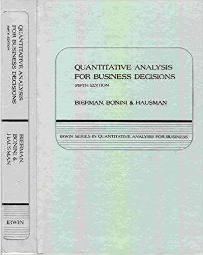 Imagen de archivo de Quantitative analysis for business decisions (Irwin series in quantitative analysis for business) a la venta por Wonder Book