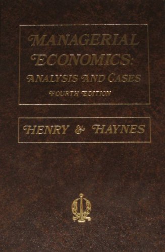 Imagen de archivo de Managerial Economics : Analysis and Cases a la venta por Better World Books