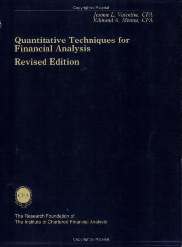 Beispielbild fr Quantitative Techniques for Financial Analysis zum Verkauf von HPB-Red