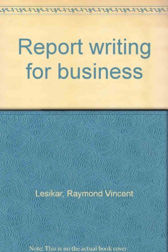 Imagen de archivo de Report Writing for Business a la venta por Hammonds Antiques & Books