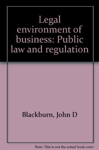 Beispielbild fr Legal environment of business: Public law and regulation zum Verkauf von HPB-Red