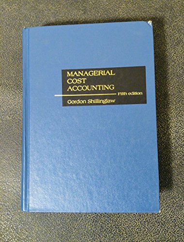 Imagen de archivo de Managerial Cost Accounting a la venta por ThriftBooks-Dallas