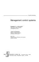 Stock image for Management control systems (The Robert N. Anthony/Willard J. Graham series in accounting) for sale by SecondSale