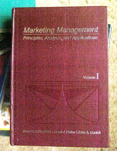 Imagen de archivo de Marketing Management: Principles, Analysis and Applications (Irwin Series in Marketing) a la venta por dsmbooks