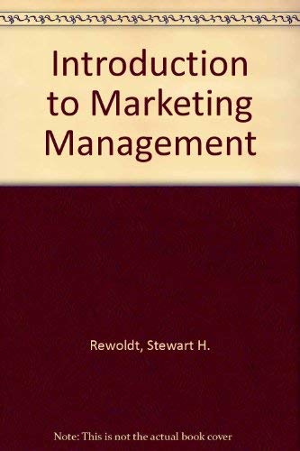 Beispielbild fr Introduction to Marketing Management zum Verkauf von Better World Books